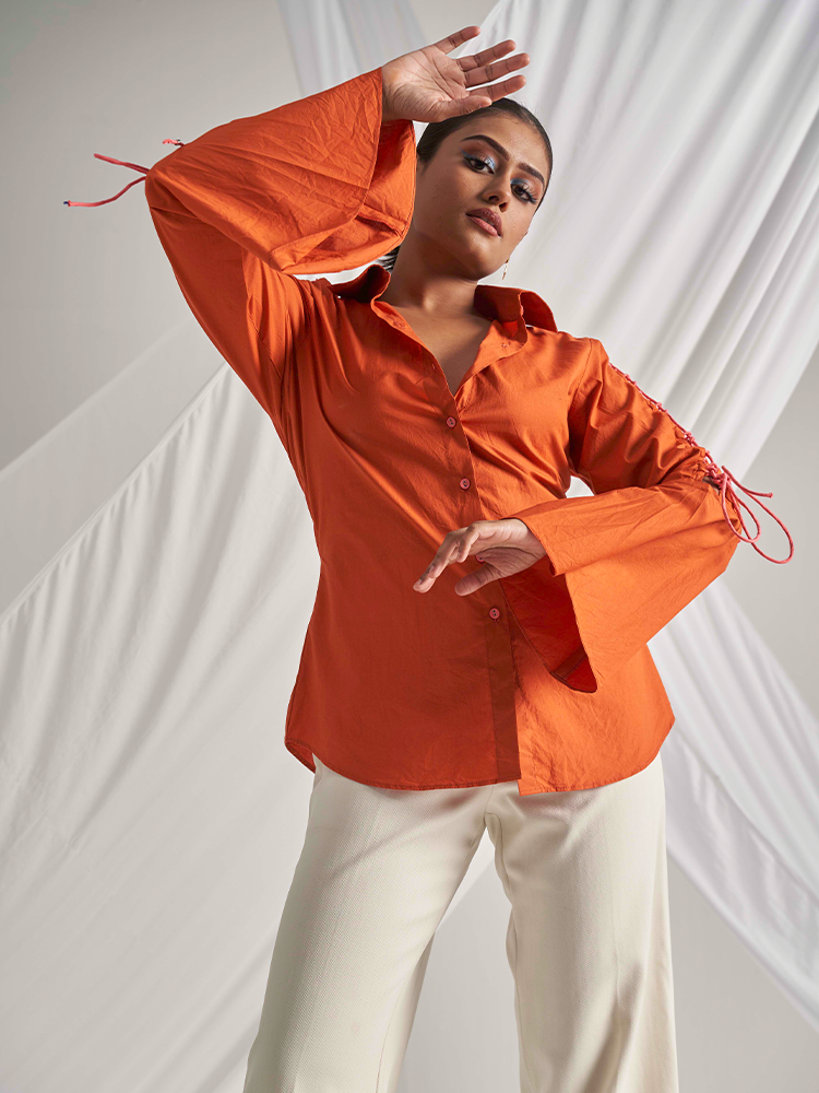 Audrey orange Women's Bell sleeve Shirt