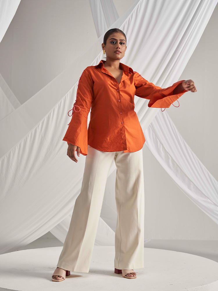 Audrey orange Women's Bell sleeve Shirt
