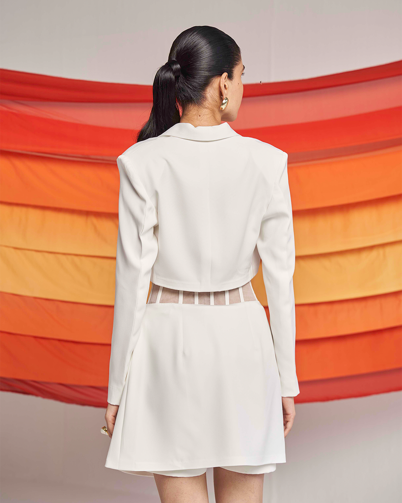 Double Layered Ivory High-Waist Co-ord Backview
