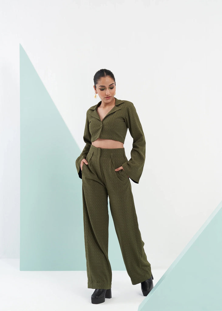 Women's Olive Green Cropped Blazer