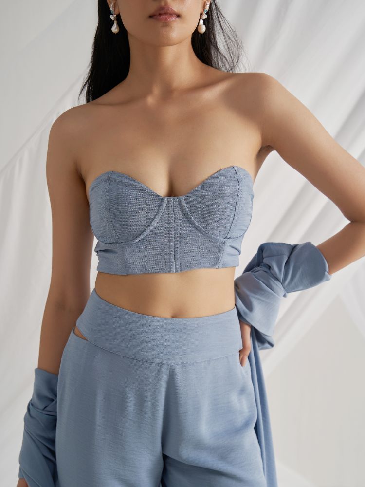 Tranquil Blue Kate Women's Corset Top Closeview