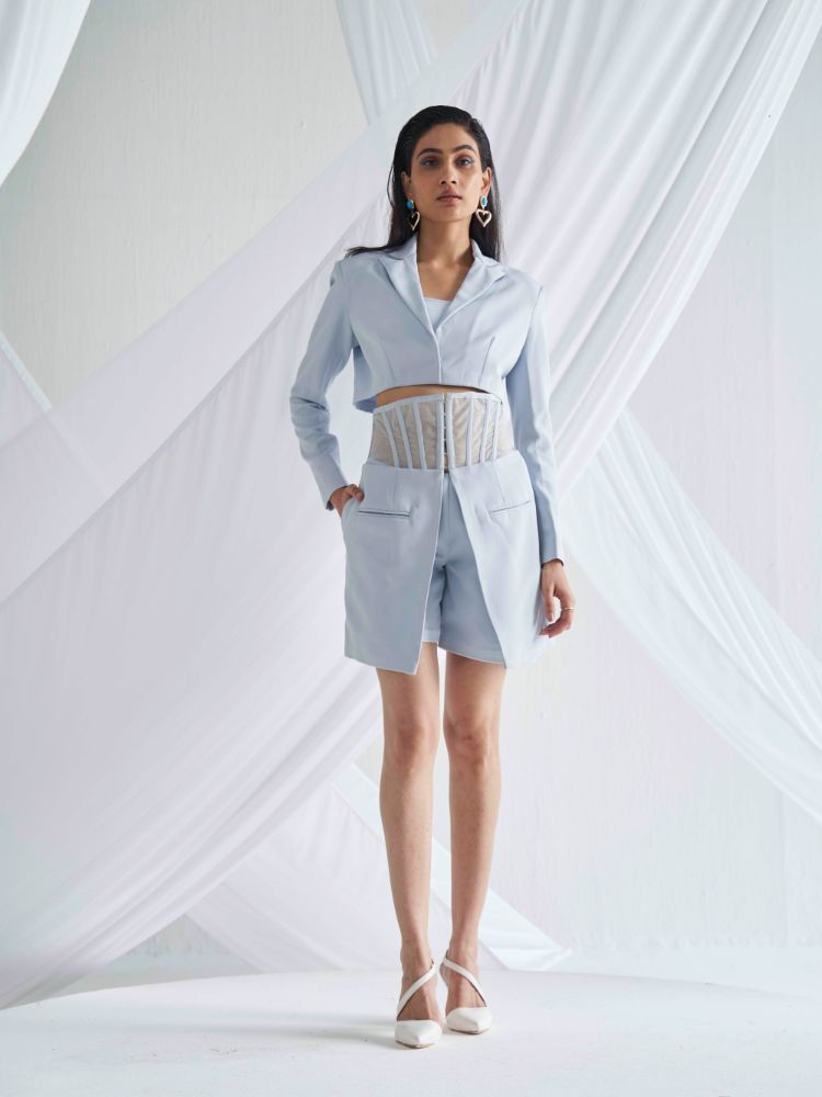 Double Layered Powder Blue High-Waist Co-ord