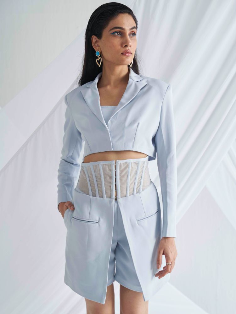 Double Layered Powder Blue High-Waist Co-ord