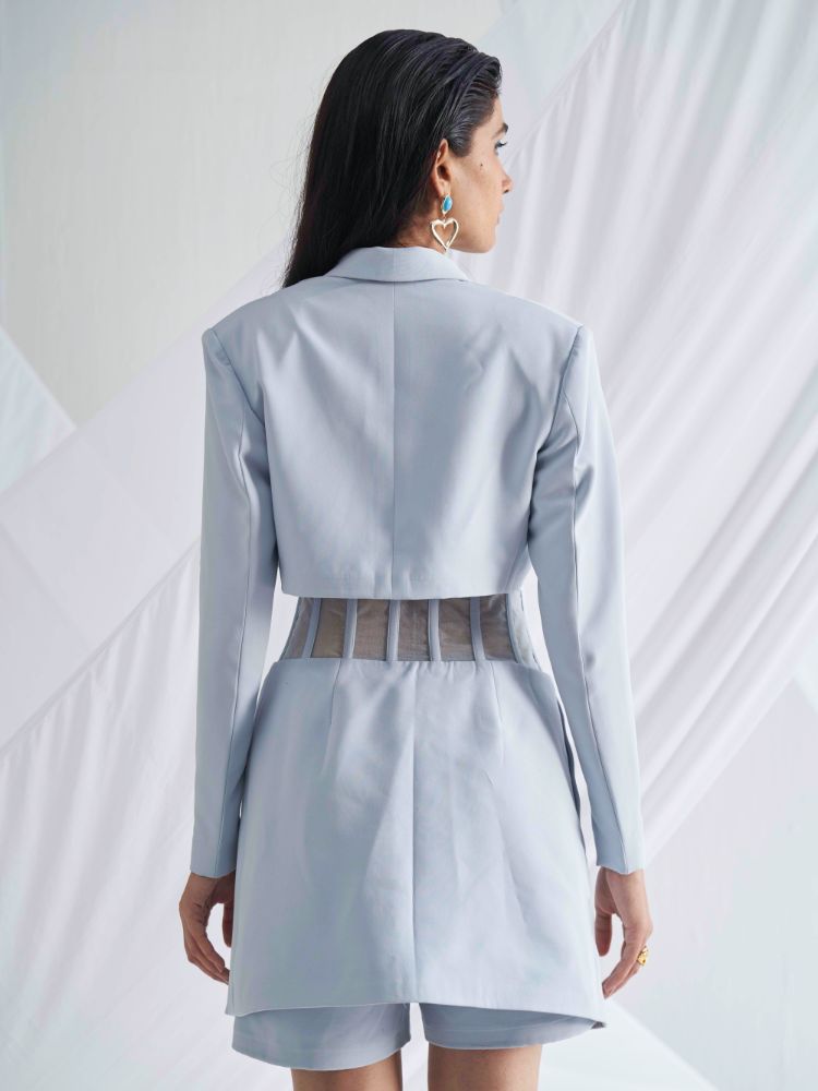 Double Layered Powder Blue High-Waist Co-ord Backview