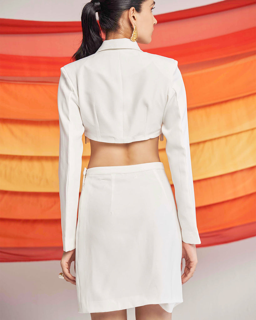 Women's Gigi White Mini Designer Skirt