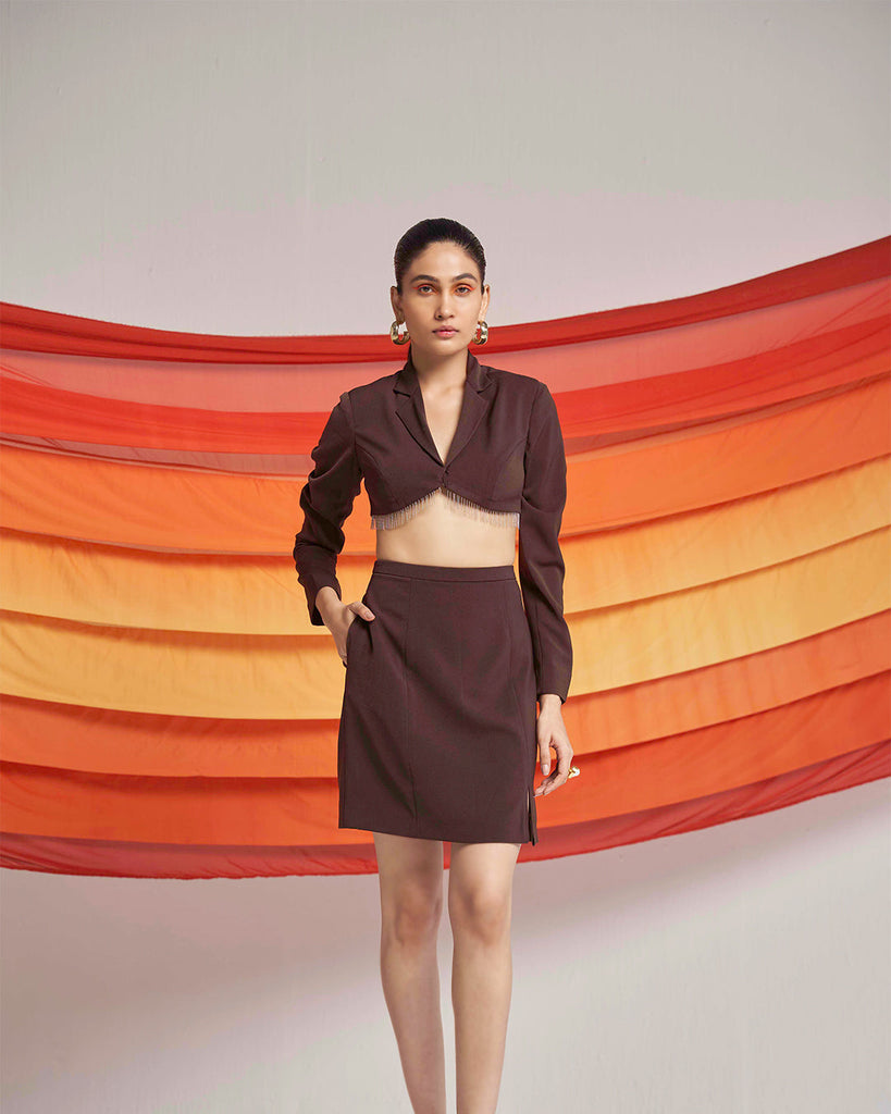 Women's Gigi Brown Mini Designer Skirt