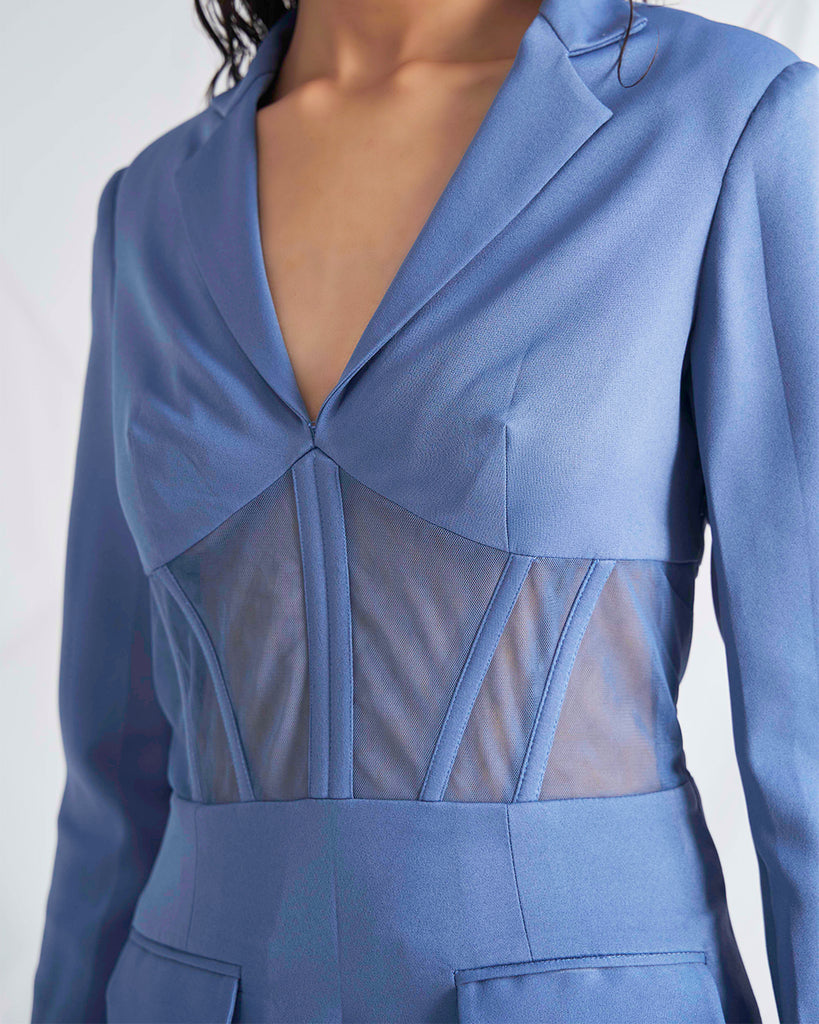 Yonder Blue Women's Corset Blazer Dress Closerview