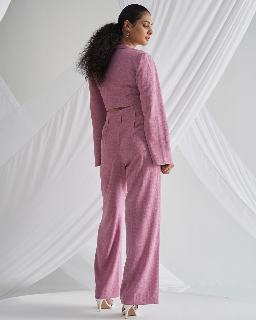 Marvellous Pink Cropped Blazer for Women's Backview